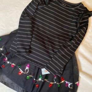 NWT Cat & Jack Black Ruffle Sleeve Shirt